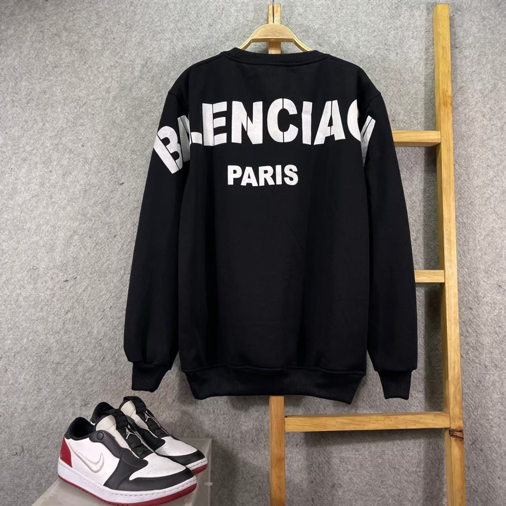 SWEATER CREWNECK BAL3NCIAGA PARIS HITAM PREMIUM FULLTAG LABEL 360