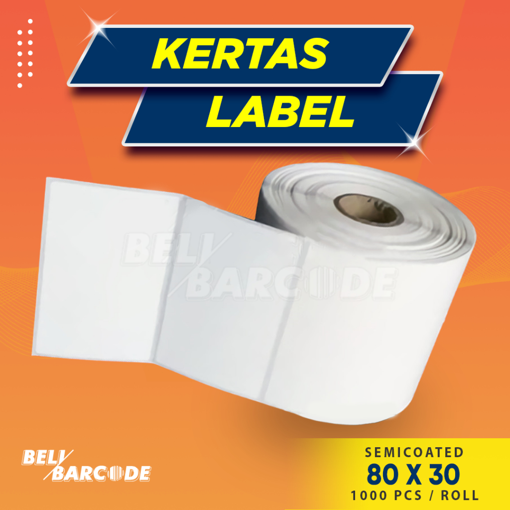

LABEL PRINTER BARCODE 80 X 50 SEMICOATED @1000 STIKER CORE KECIL