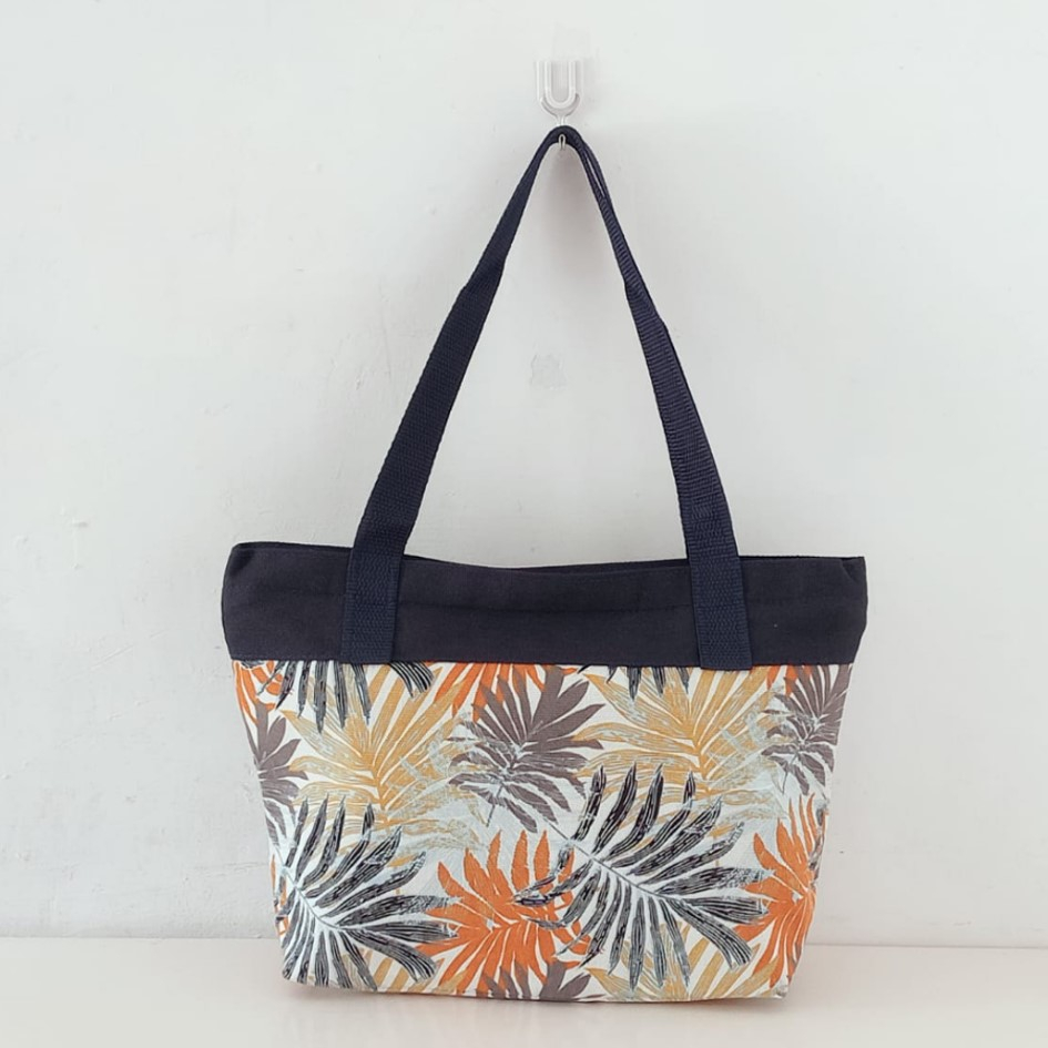 TAS KANVAS NAJLA MOTIF FLORAL ORANGE. Riens Collections