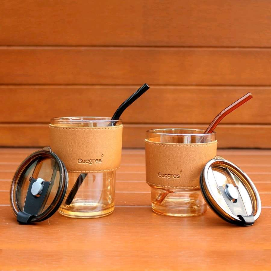 TUMBLER GELAS KACA AESTHETIC BOTTLE CUP SIMPLE FREE STRAW GLASS Tumbler Kopi Kaca Gelas Botol Dan Sedotan Cangkir Kopi Teh Mug Coffee Cup Milk Gelas Minum