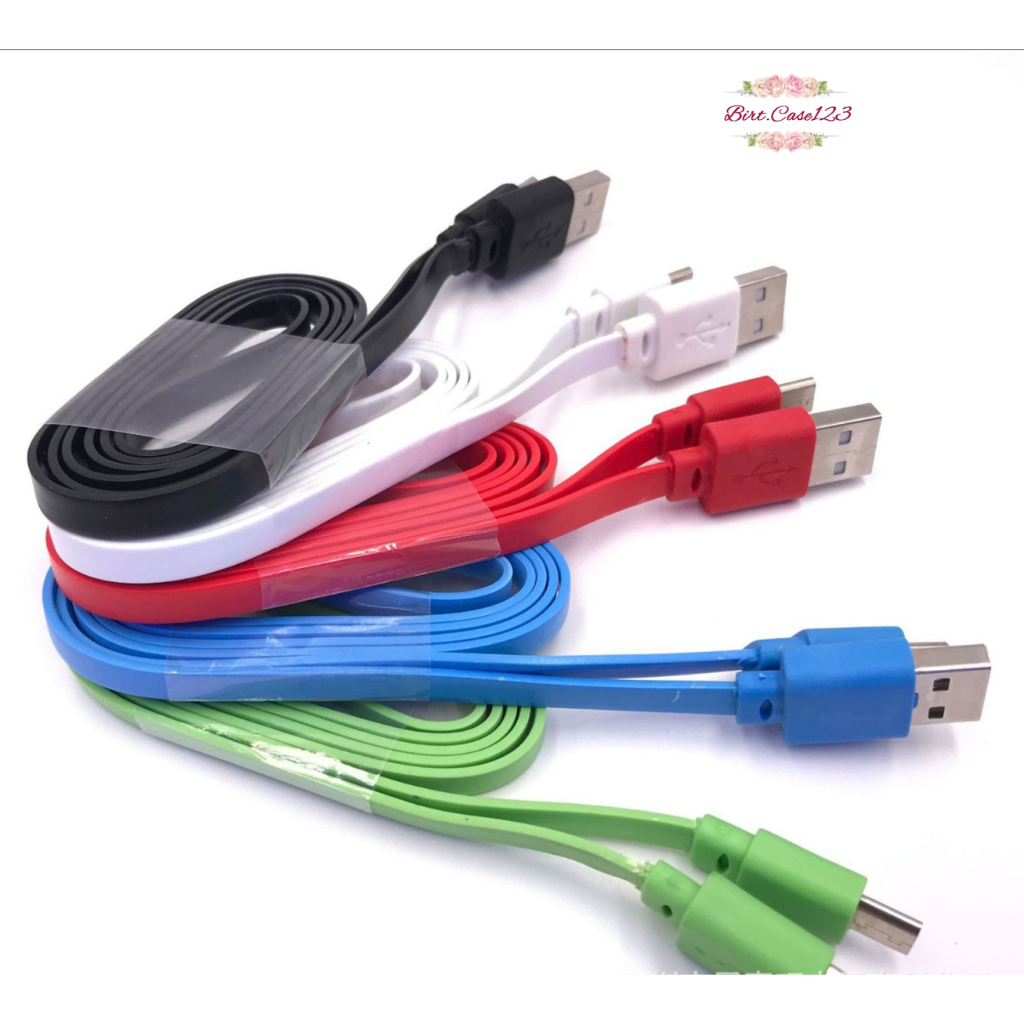 ￼Kabel cable Data macaron pipih gepeng  Micro usb , tipe c usb , iPhone usb 2.4A Warna Lengkap Support Fast Charging 1M DATA CABLE Android &amp; iOS BC8102