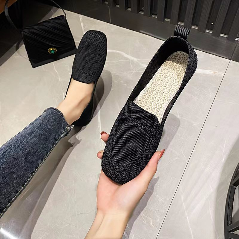 Sepatu wanita import flat shoes casual slip on anti licin sol hitam + BOX 150