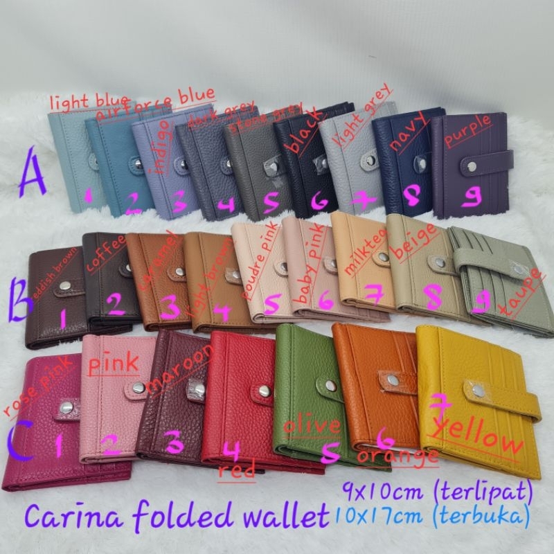 Carina Leather small folded wallet card holder / dompet lipat kecil