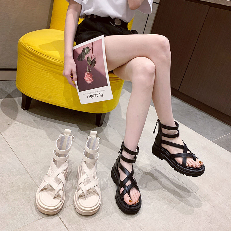 COD Sneakersdaily 783 Sandal Tali Platfrom Wedges Zipper Wanita