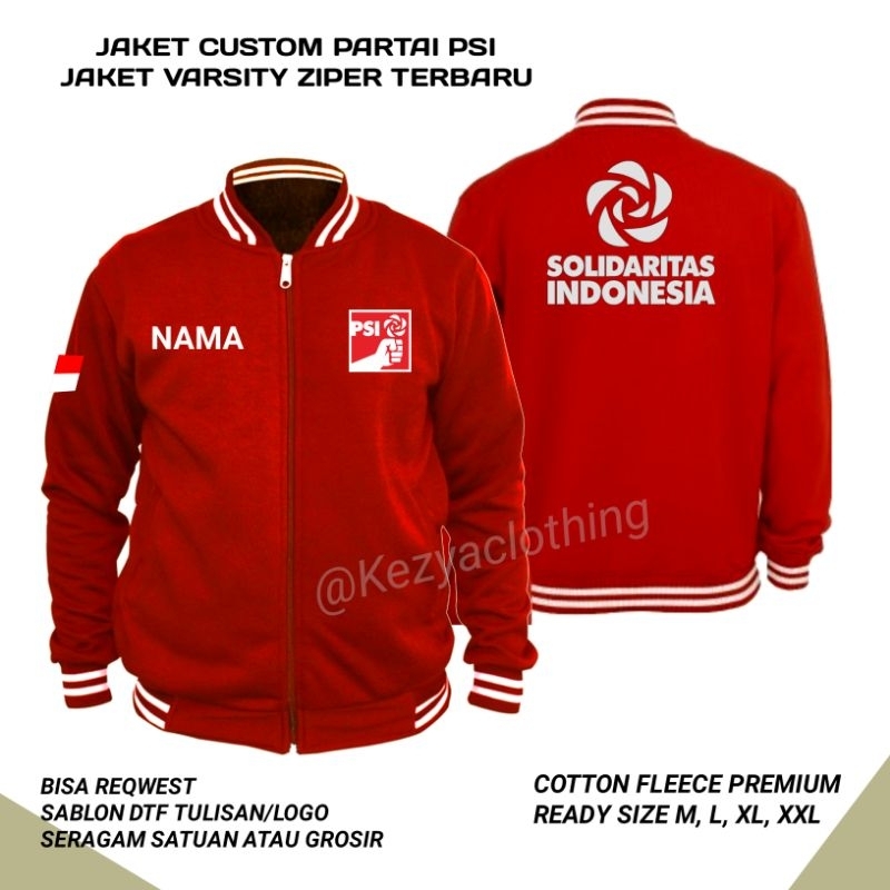 Jaket Varaity Ziper Logo Partai PSI Terbaru-Jaket Custom Partai Psi