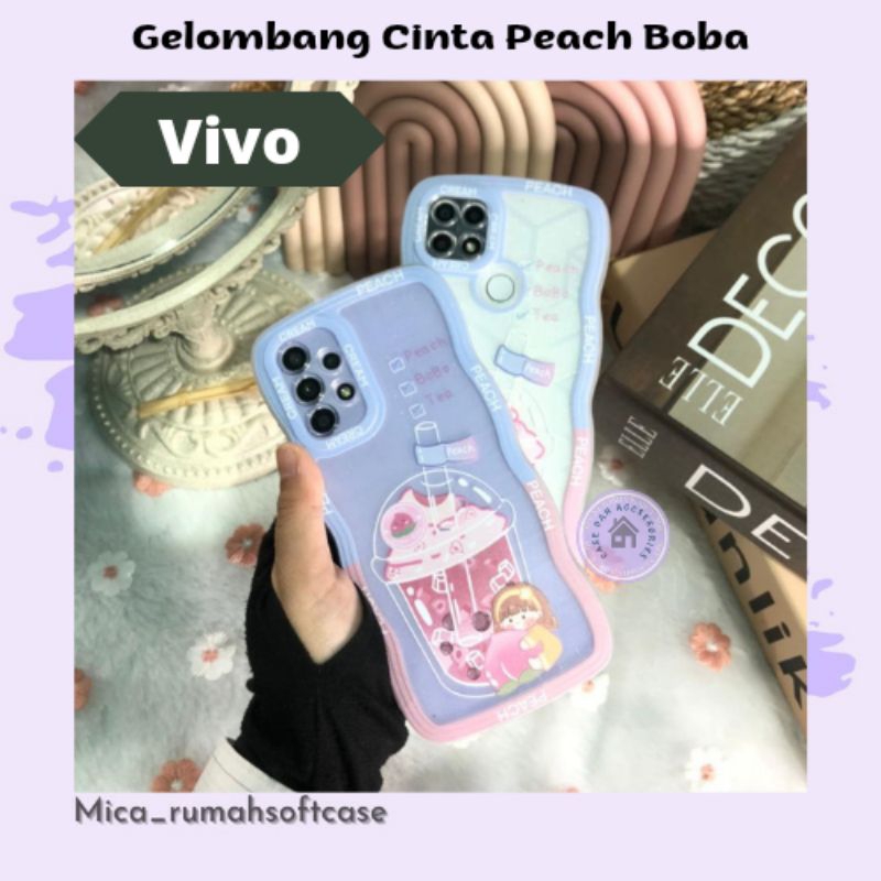 CASE GELOMBANG CINTA PEACH BOBA VIVO Y20/Y20S/Y20I Y12S Y21/Y21S/Y21T Y33S/Y33T Y15A/Y15S Y01 Y02 Y3