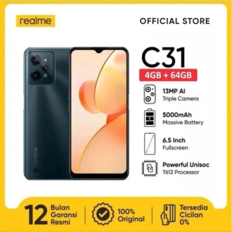 Realme C31 ram (3/32)(4/64) gb garansi resmi Indonesia
