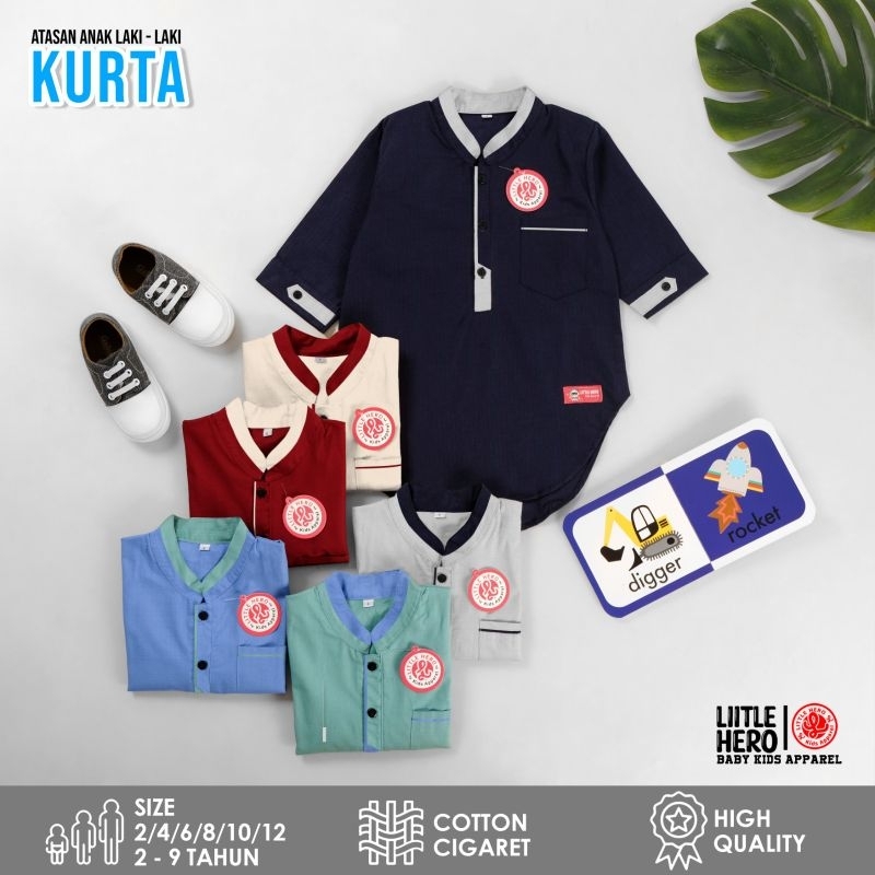 (2-9Tahun) Baju Koko Kurta Anak Laki Laki Cowok Little Hero Usia 2 - 9 Tahun