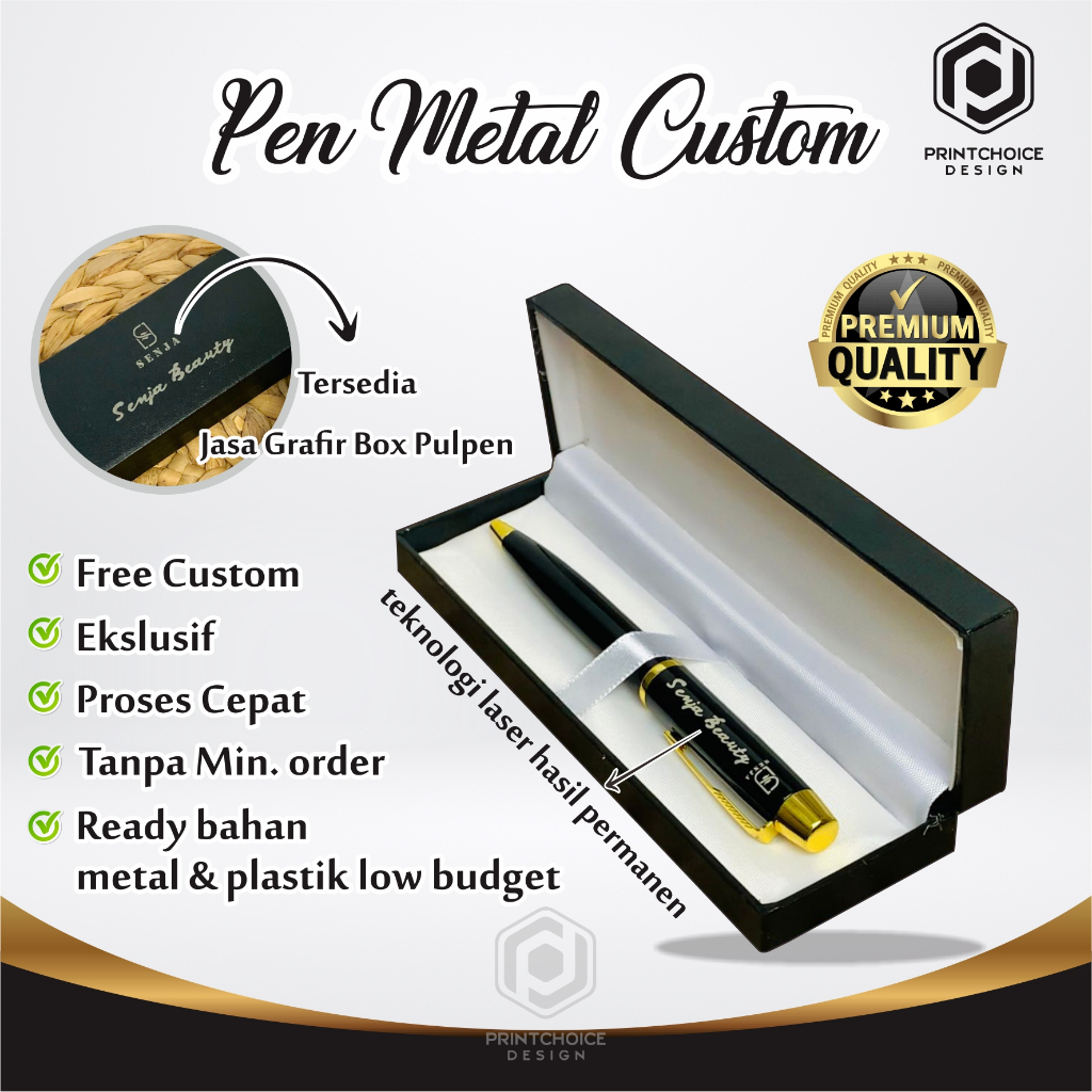 PULPEN CUSTOM  SATUAN / pen uv marking / ballpoint plastik promosi / PULPEN METAL