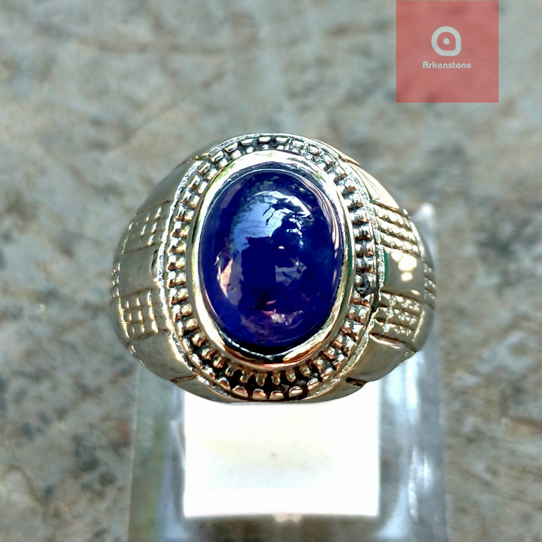 Cincin Batu Mulia Natural Sapphire Blue Safir