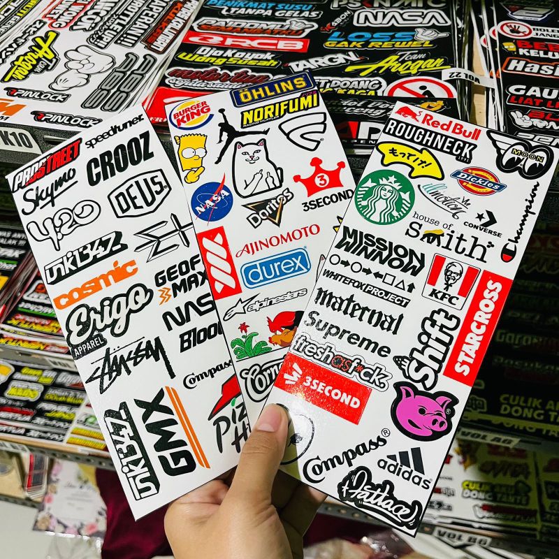 STICKER PACK ISI 64 pcs TUMBLER RACING BRAND LOKAL