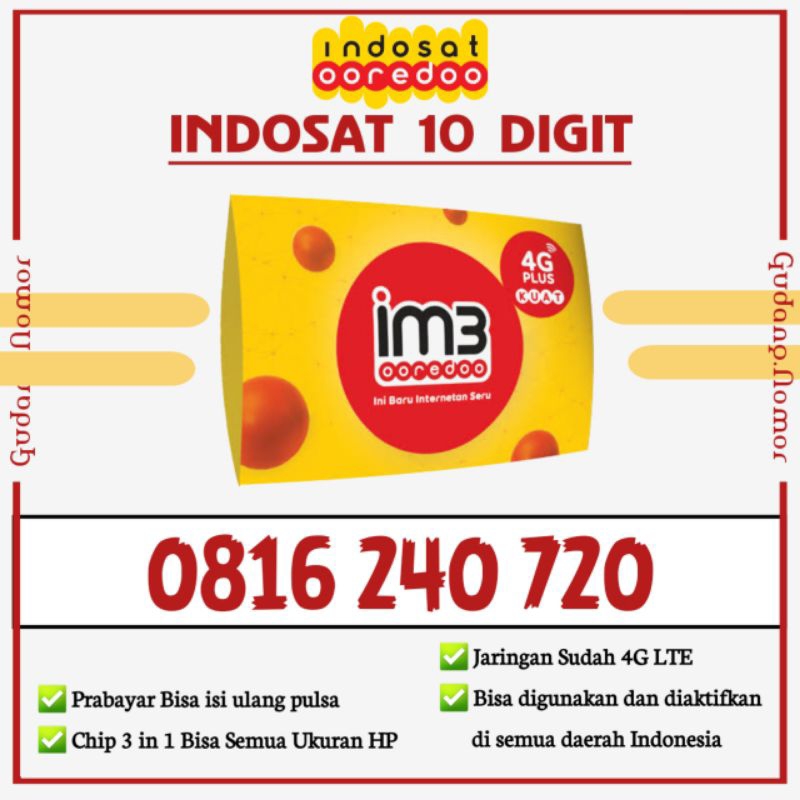 nomor cantik im3 indosat 10 digit double ratusan. 10 digit im3 indosat murah