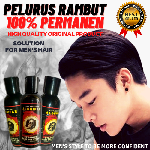PELURUS RAMBUT ALGHIFAR ALAMI 100% PERMANEN SUPER STRAIGHTENING HAIR ORIGINAL HERBAL TANPA CATOK / PELURUS RAMBUT PRIA WANITA ALAMI HERBAL