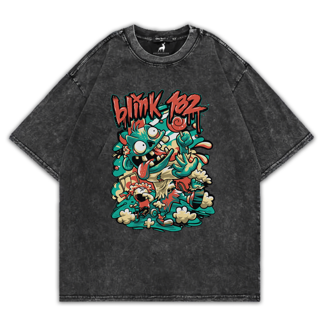 Baju Kaos Washed Oversize Band Blink182