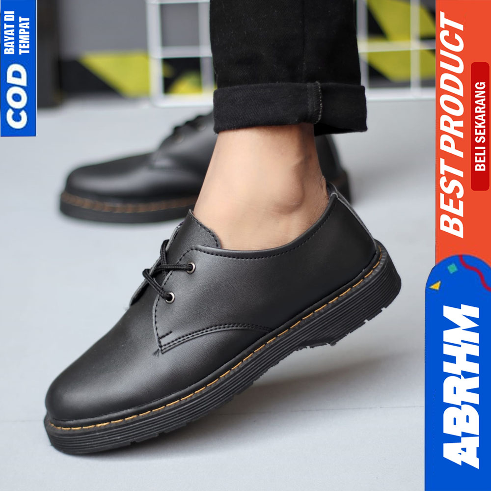 ABRHM Sepatu Formal Pantofel Docmart Low Boots Hitam Pria