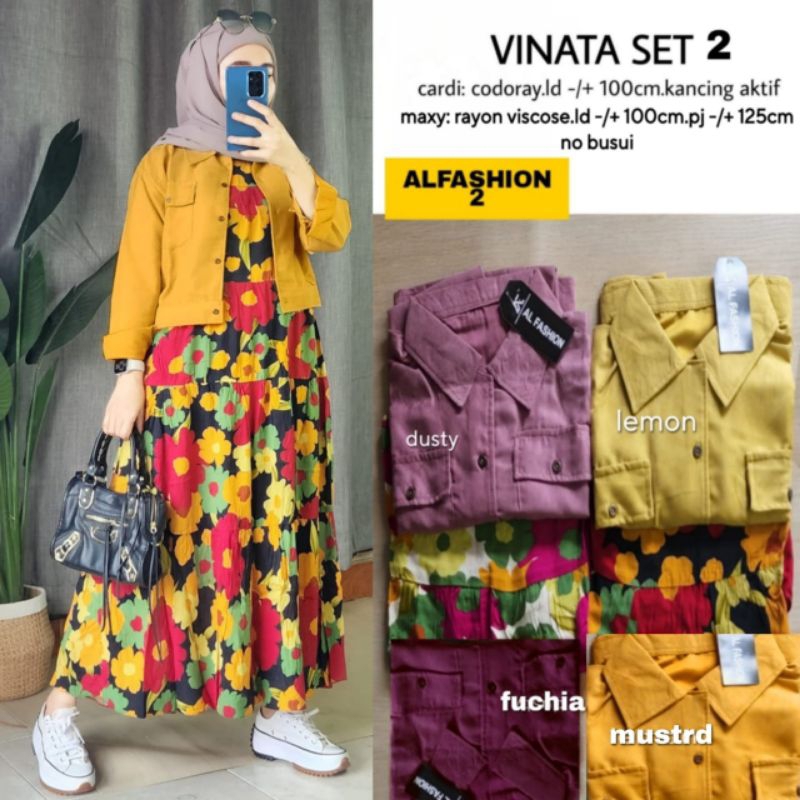 VINATA SET #2 BY ALFASHION / SET WANITA MUSLIMAH / Setelan dress LD +-100