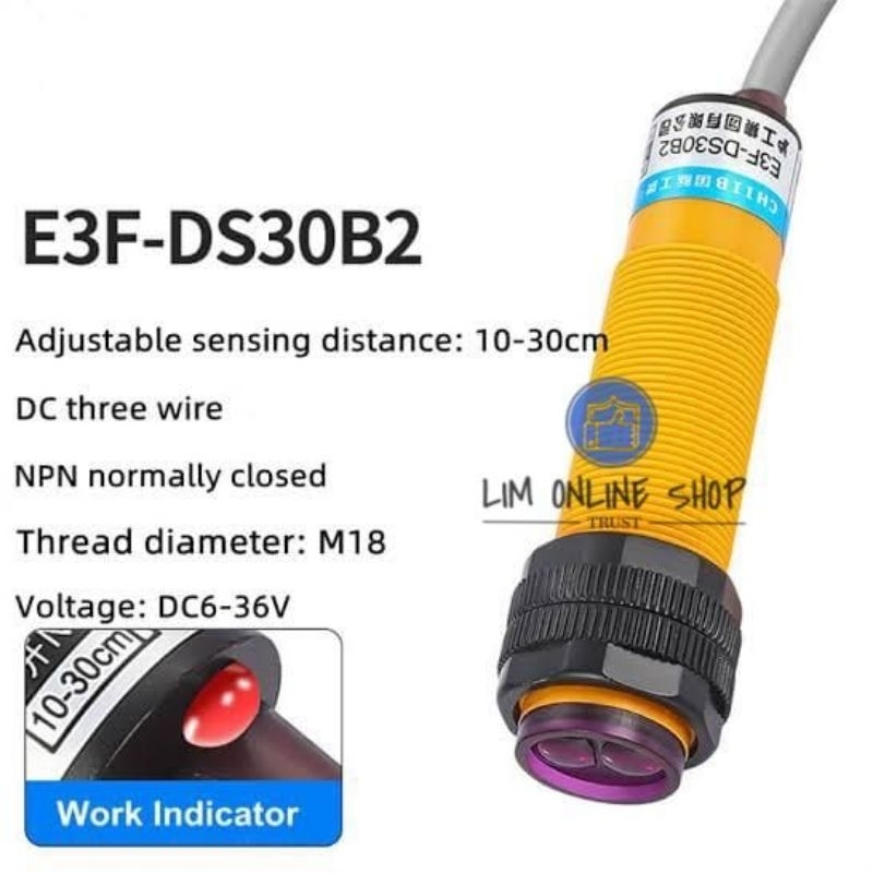 E3F-DS30B2 infrared sensor proximity NPN Normaly Close 30cm DC 3 Wire