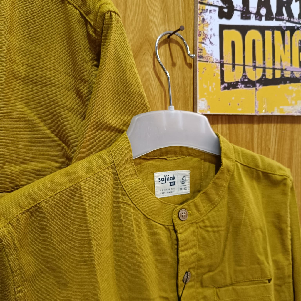 MUSTARD BAJU KEMEJA KOKO KEMKO COUPLE PASANGAN AYAH ANAK LENGAN PANJANG DAN PENDEK KANCING FULL ORIGINAL SAJUAK