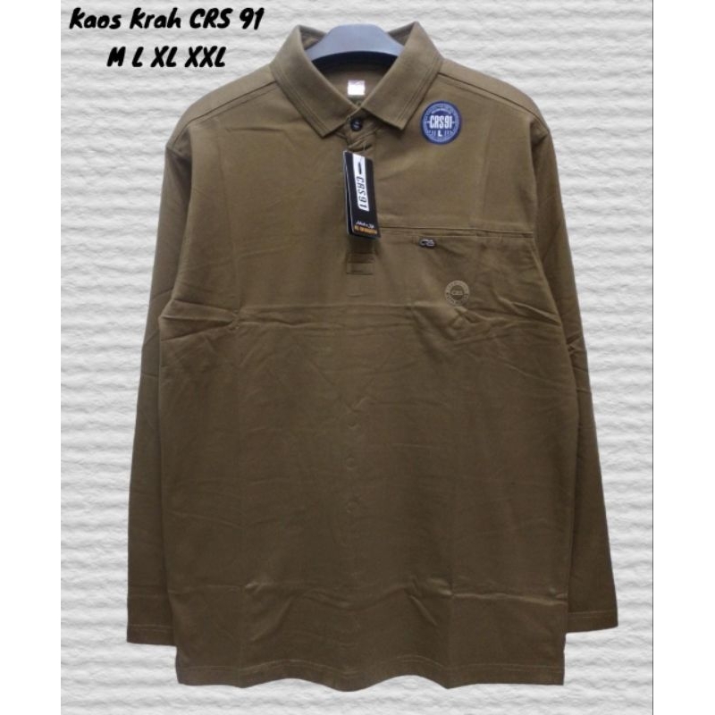 kaos kerah cowok lengan panjang CRS91/kaos kerah cowok lengan panjang
