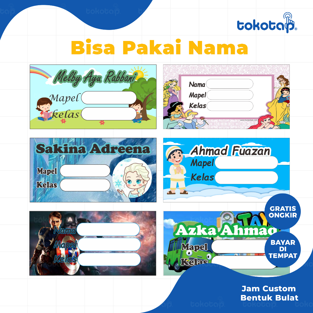 

Label Nama Buku pelajaran Anak / Stiker Buku Sekolah Anak Custom