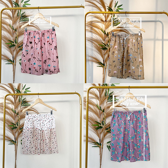 Celan Pendek Dewasa Santai Kolor Bahan Rayon Wanita Pria dewasa Jumbo Rijek Motif