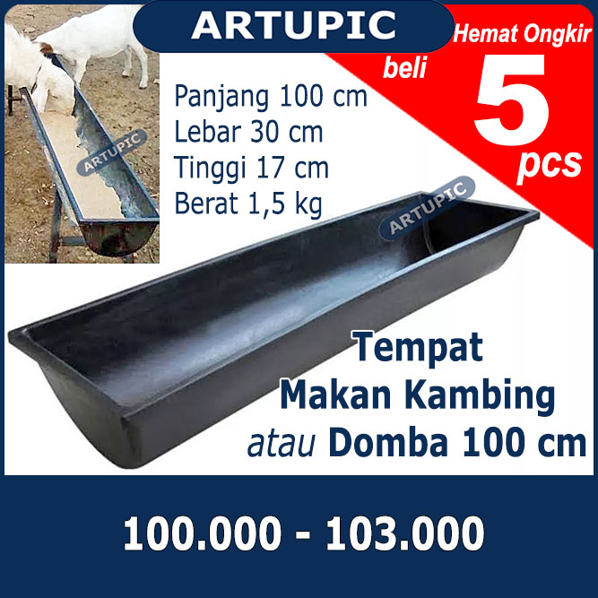 Tempat Makan Kambing Domba 100 cm KELIPATAN 5 PCS | Talang Minum Makan Mangkok Wadah Pakan Ternak Hewan Kambing Domba Sheep Goat ARTUPIC