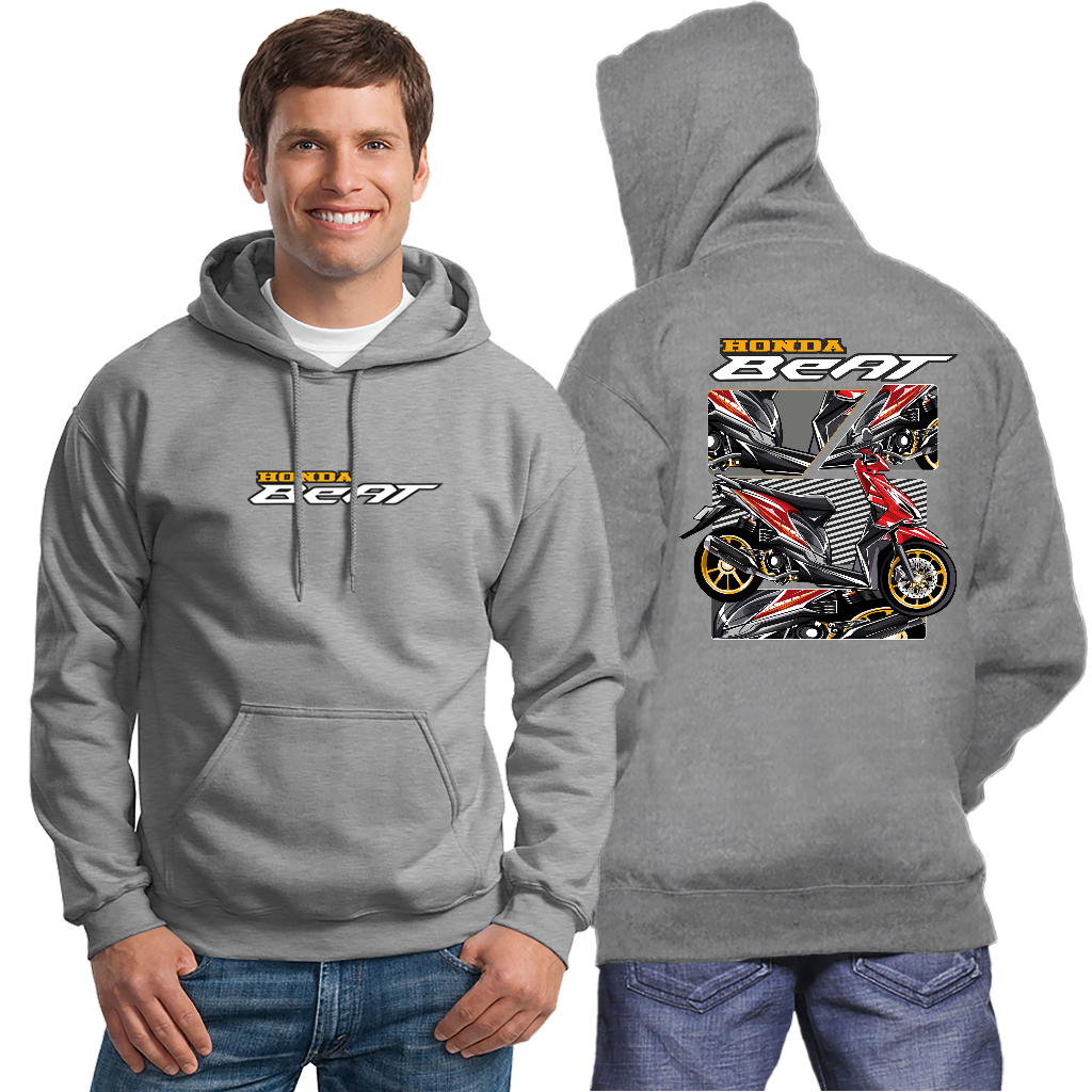 JAKET MOTOR HONDA BEAT MERAH SWEATER BEAT HOODIE COTTON FLEECE TEBAL