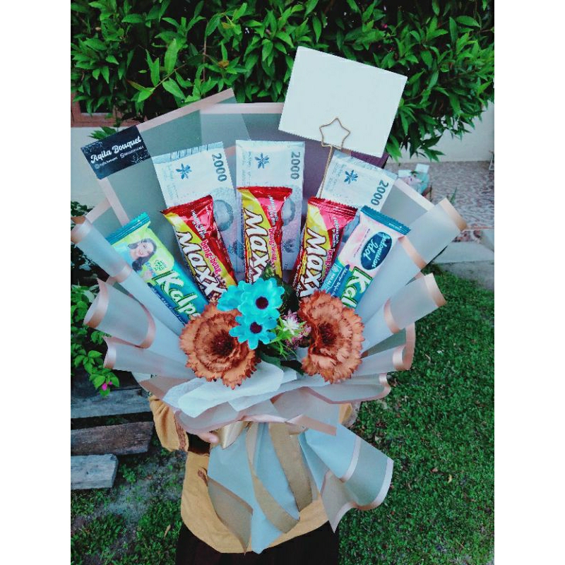 

buket flower mix Snack dan uang