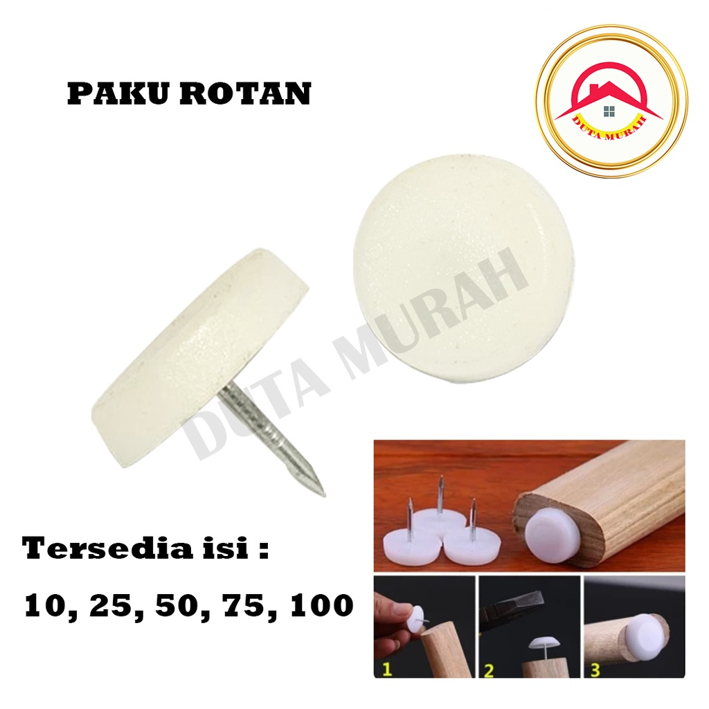 Skrup Paku Oval / Paku Rotan / Paku Plastik Alas Kaki Bawah Meja Kursi Lemari PUTIH