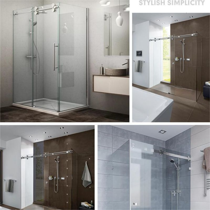 Aksesoris Shower Box Kaca 304 Stainless Steel Sliding Pintu Kaca Shower Screen Rel Sliding Track Pintu Kaca Shower Screen