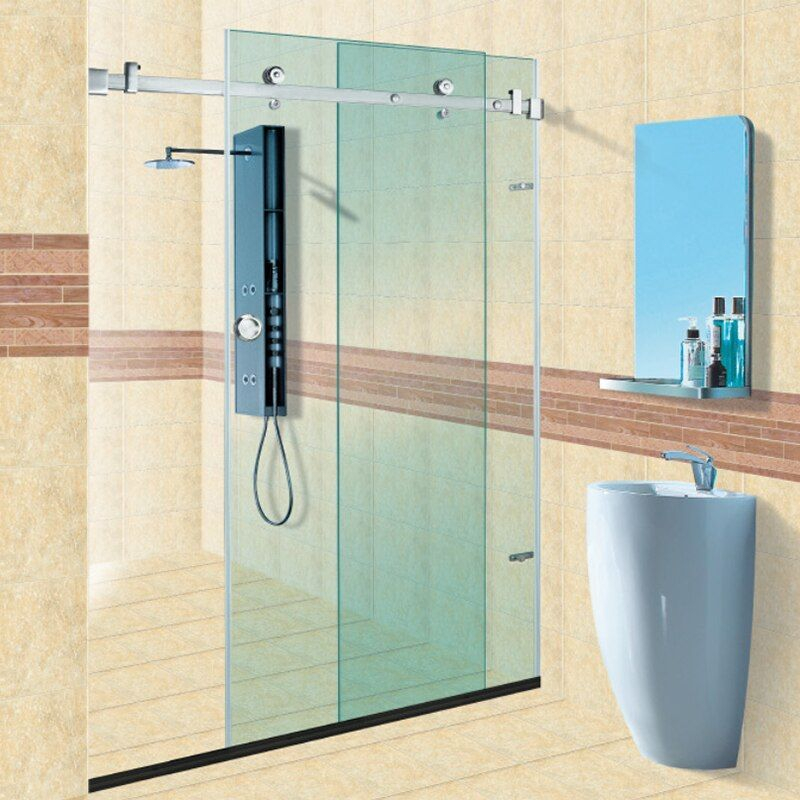 Aksesoris Shower Box Kaca 304 Stainless Steel Sliding Pintu Kaca Shower Screen Rel Sliding Track Pintu Kaca Shower Screen