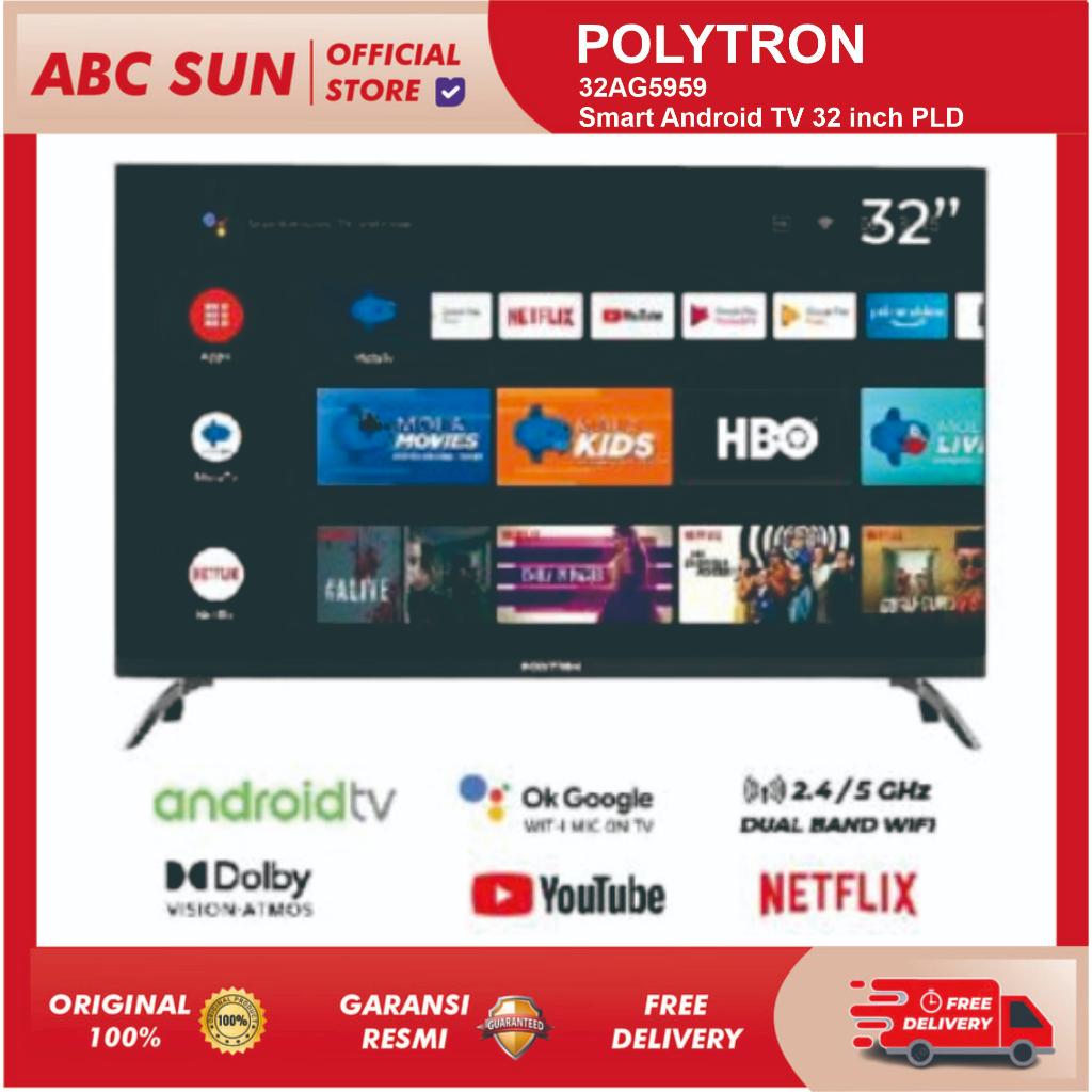 Polytron 32AG9953 Led Tv 32 Inch Hd Ready Smart Android Tv