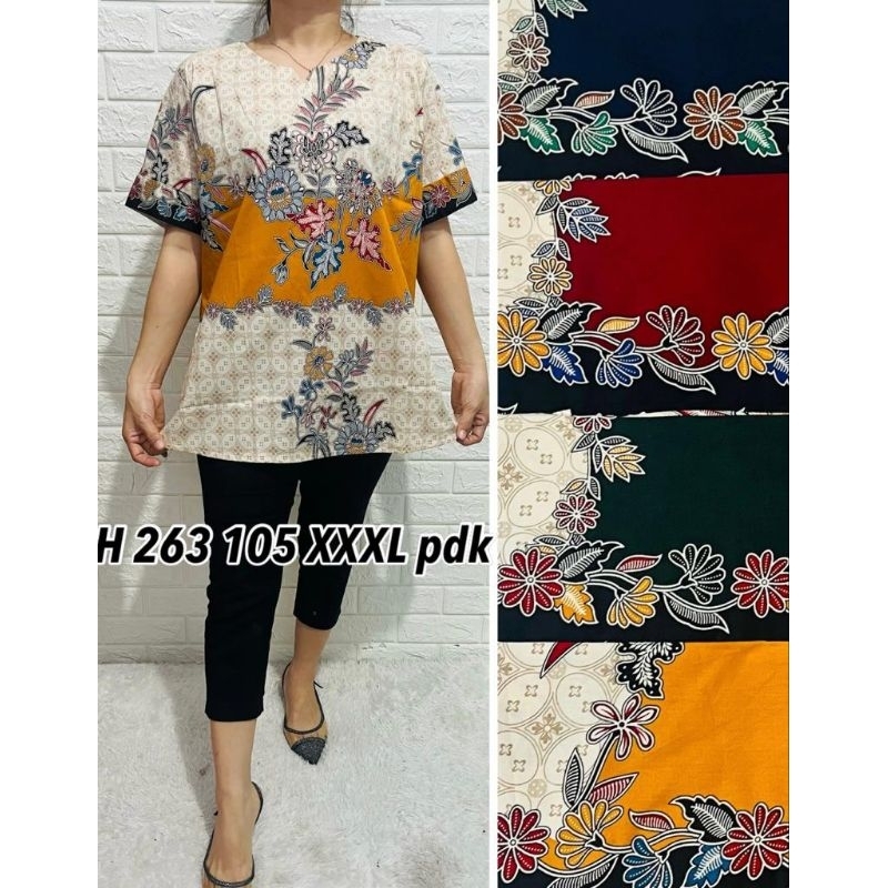 BLOUSE BATIK ATASAN WANITA JUMBO LENGAN PENDEK