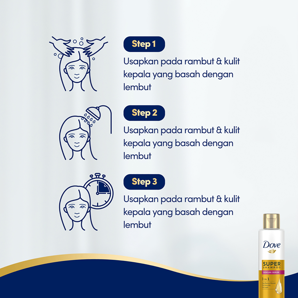 Dove 3 IN 1 SERUM Super Shampoo 125ml - Atasi Rambut Rontok, Ketombe, Rambut Lepek