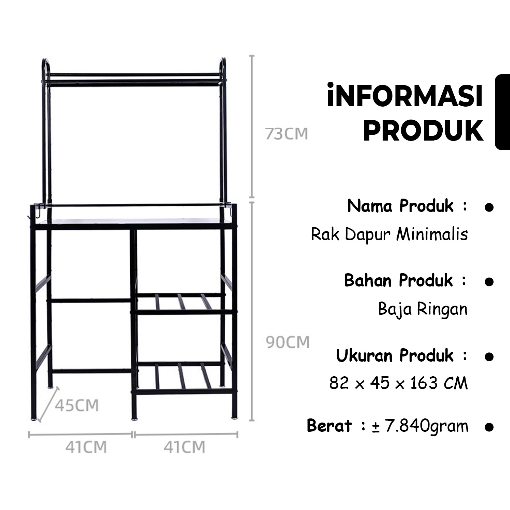 Rak Minimalis / Meja Dapur / Meja Kompor/ Meja Racik/ Rak Dapur Rak Panci Oven Microwave / Rak Penyimpanan Rumah Tangga / SK-B