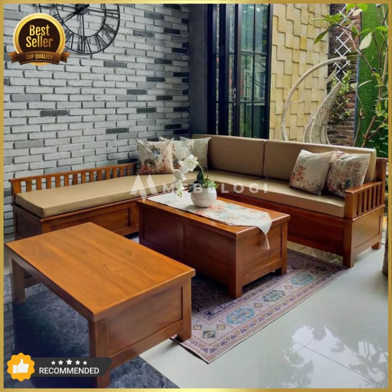 KURSI TAMU SUDUT KAYU JATI ASLI JEPARA / KURSI TAMU MINIMALIS JATI / KURSI TAMU JEPARA