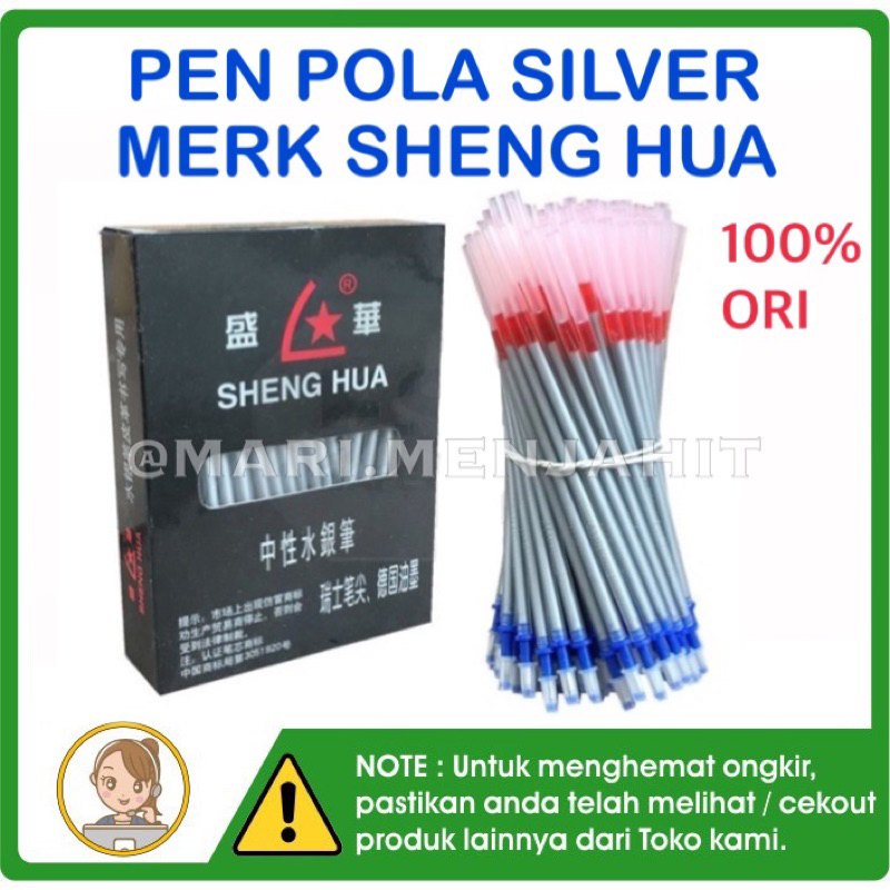 Pen Silver Penanda Pola Tinta Perak SHENG HUA Tulis Kain Kulit Pena Leather Oscar Spon Sintetis Erasable