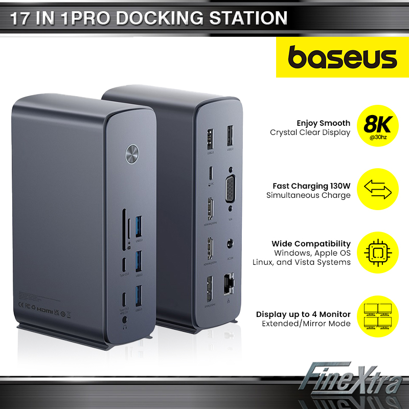 BASEUS 17 in 1 Pro Quad Display Multifunctional HUB Docking Station