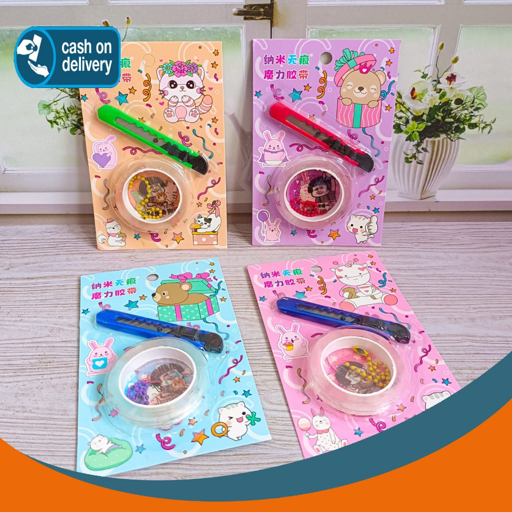 

PAKET DOUBLE TAPE SOLATIP DAN CUTTER BERUANG ALAT KERAJINAN TEDDY BEAR HEWAN ANIMAL SELOTIP KATER PISAU PEMOTONG KERTAS WARNA