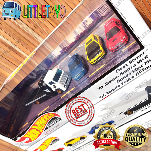 Hot Wheels Premium Diorama JDM Box Set Honda Civic Nissan Sentra Toyota Celica Fleet Street