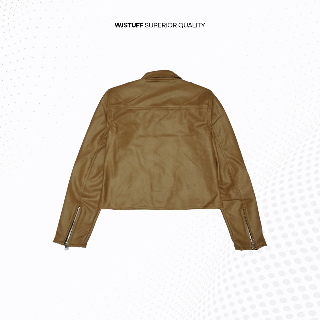 WJ Stuff - Jaket Wanita Rock N Roll Crop Tan