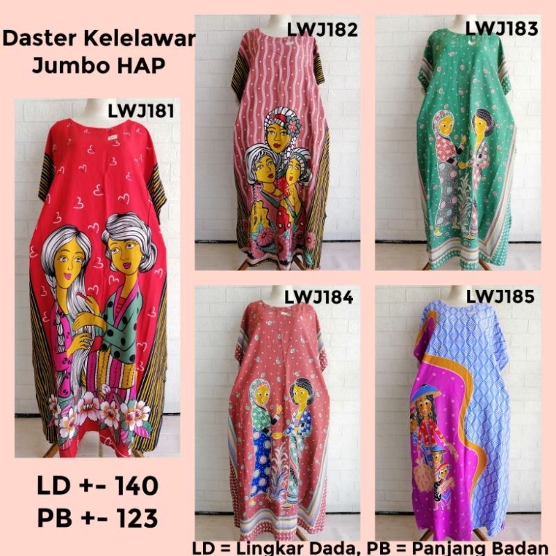 Daster Kelelawar Jumbo HAP Rijek Sablon Minor Lowo LD 140 Adem (Harap Dibaca Sebelum Membeli)