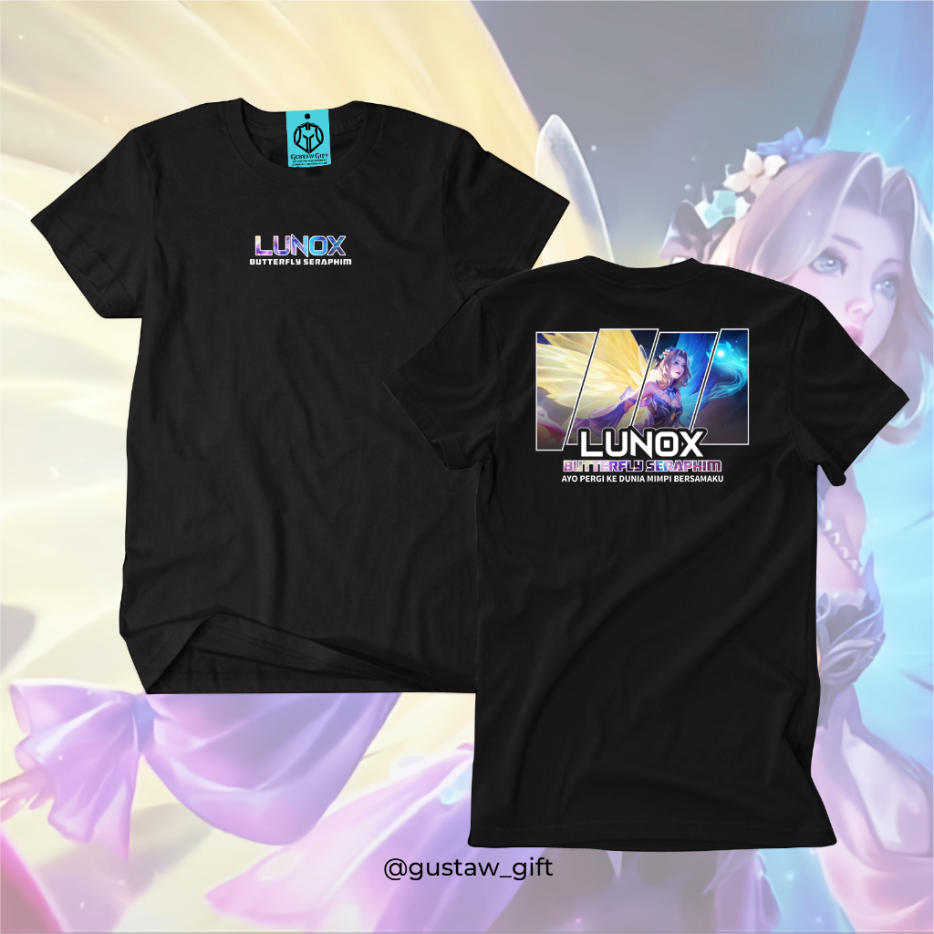 GG T-Shirt LUNOX Epic skin Butterfly Seraphim Mobile Legends Kaos Custom Katun Slim-fitting