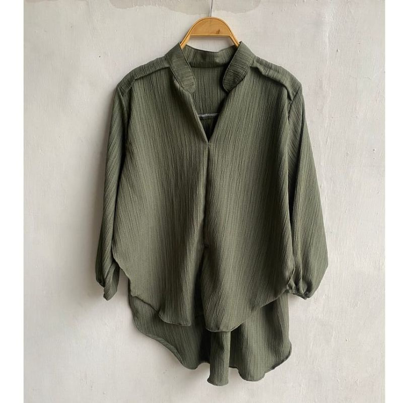 Outer Wanita Lady Crush Garis Blouse Belah Samping Ot01pa