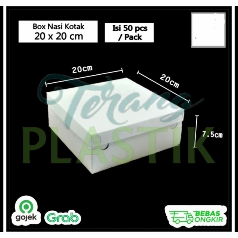 

Kardus Putih Polos 20 x 20 Dus Kotak Makan 20 x 20@50pc