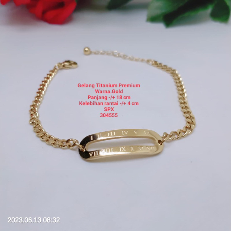 Gelang tangan Titanium Premium Perhiasan Aksesoris Lapis Emas Anti Karat Anti Luntur