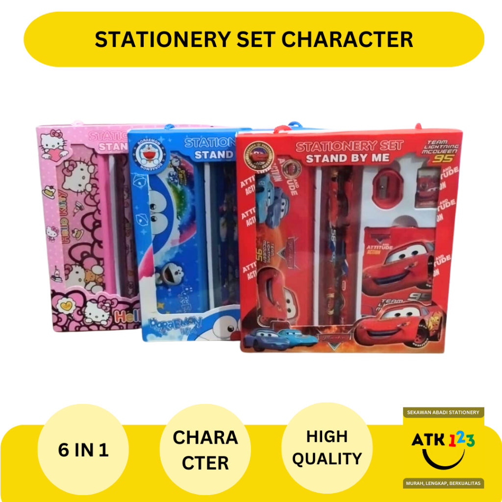 Stationery Set Alat Tulis Paket Pensil Set Character 6 in 1