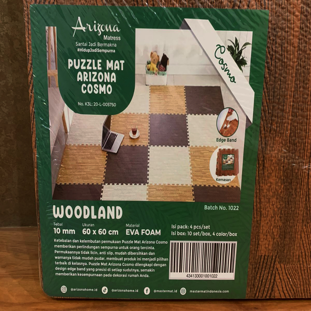 Matras Puzzle Lantai Arizona 60x60cm – Printed Motif Kayu Tebal dan Elastis