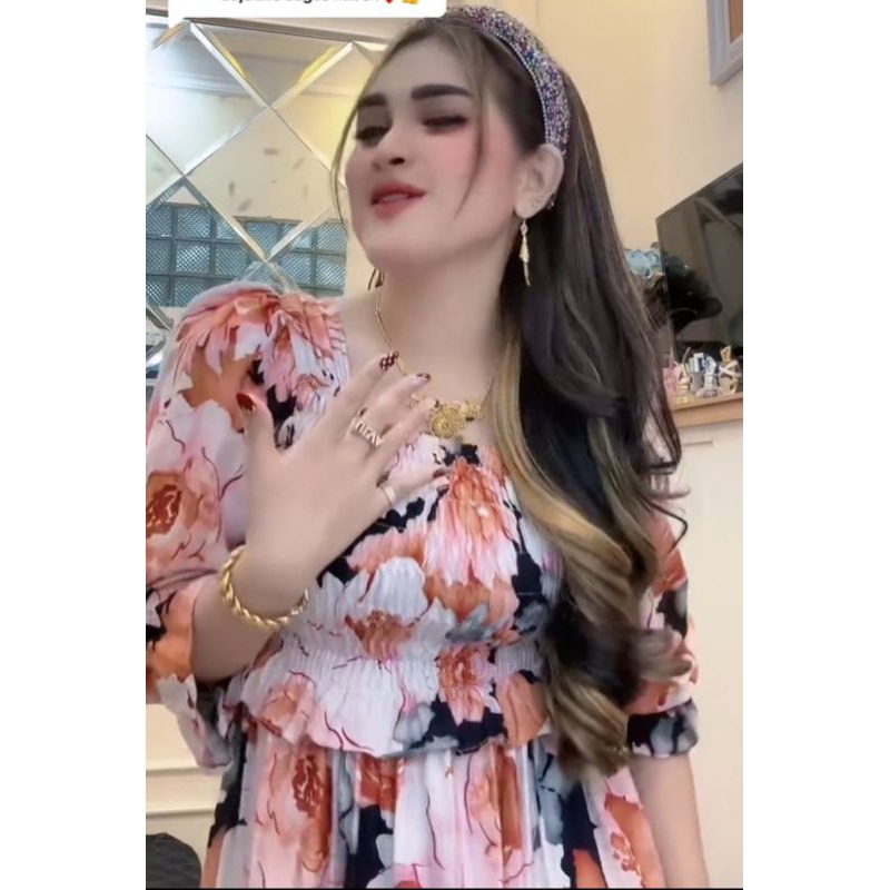 Dress Smok Viral ulva riani Bunga sekar