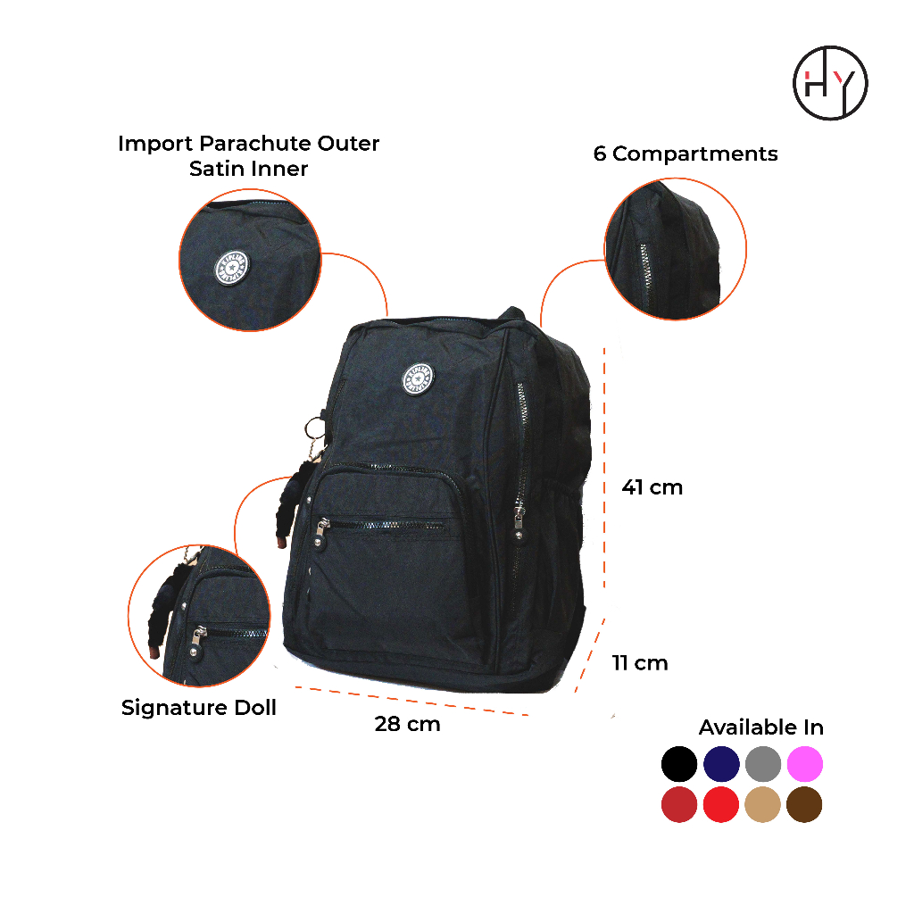 Tas Ransel KAPPLING Pria Wanita Bahan Impir Medium Size Ada Slot Laptop Buat Sekolah Kuliah - HYBRAND 952